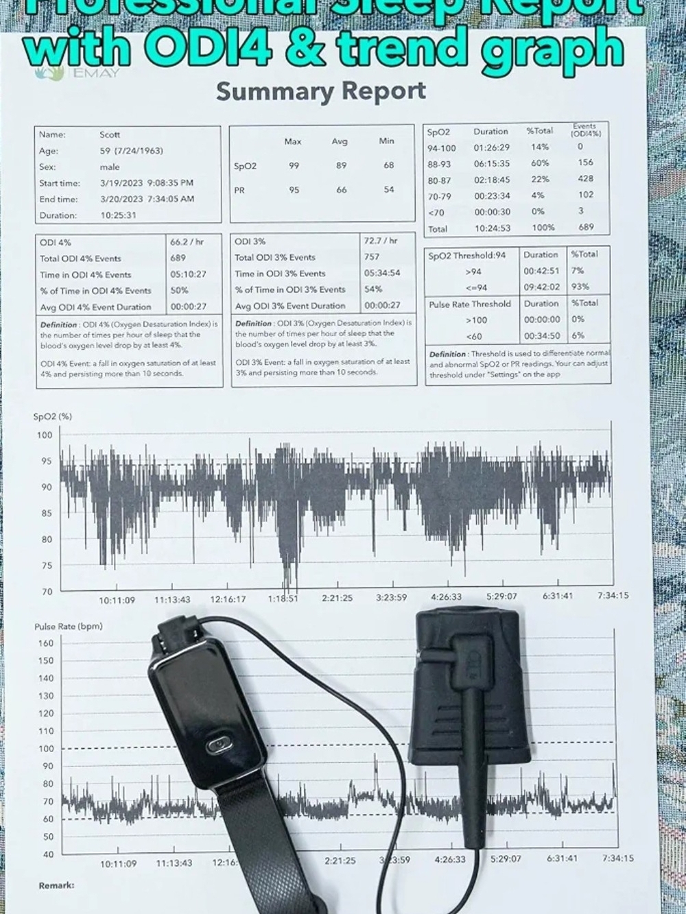 SleepO2 Pulse Oximeter - Black - Picture 8 of 9